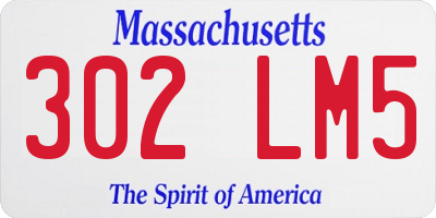 MA license plate 302LM5