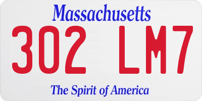 MA license plate 302LM7