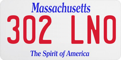 MA license plate 302LN0