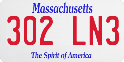 MA license plate 302LN3