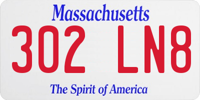 MA license plate 302LN8