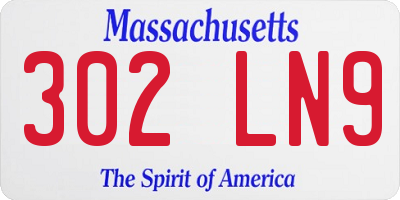 MA license plate 302LN9