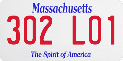 MA license plate 302LO1