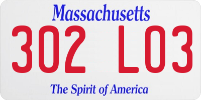 MA license plate 302LO3
