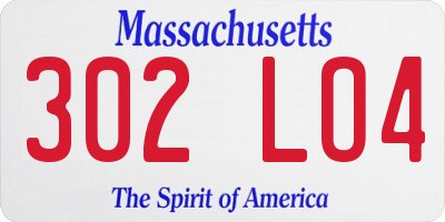 MA license plate 302LO4