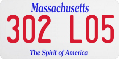 MA license plate 302LO5