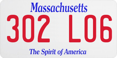 MA license plate 302LO6