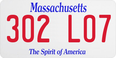 MA license plate 302LO7