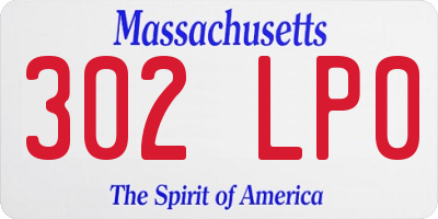 MA license plate 302LP0
