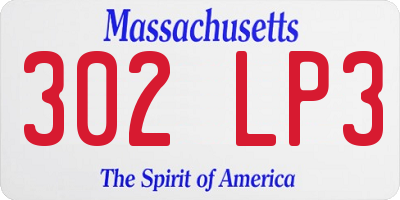 MA license plate 302LP3