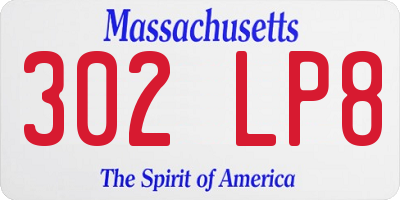 MA license plate 302LP8