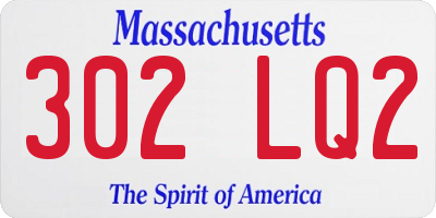 MA license plate 302LQ2