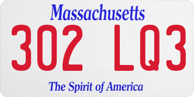 MA license plate 302LQ3