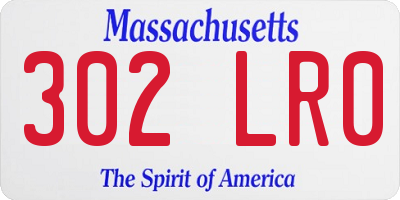 MA license plate 302LR0
