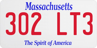 MA license plate 302LT3