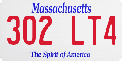 MA license plate 302LT4