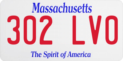 MA license plate 302LV0