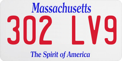 MA license plate 302LV9