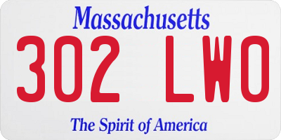 MA license plate 302LW0