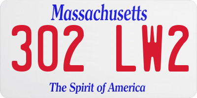 MA license plate 302LW2