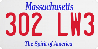 MA license plate 302LW3