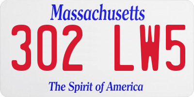 MA license plate 302LW5
