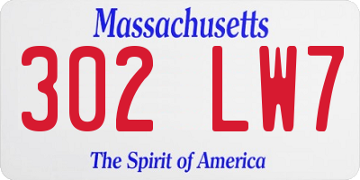MA license plate 302LW7