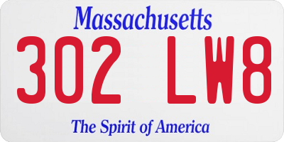 MA license plate 302LW8