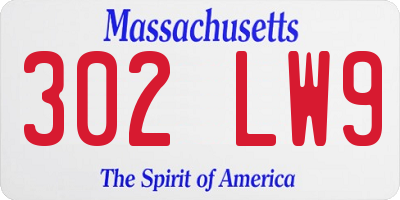 MA license plate 302LW9