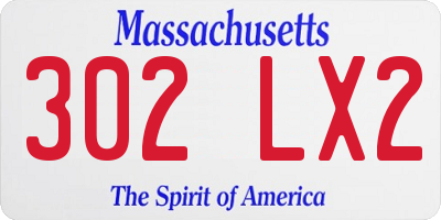 MA license plate 302LX2