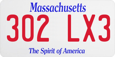 MA license plate 302LX3