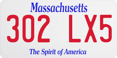 MA license plate 302LX5