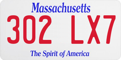 MA license plate 302LX7