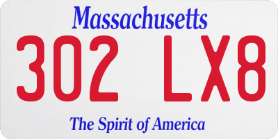 MA license plate 302LX8