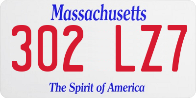MA license plate 302LZ7