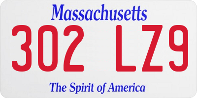 MA license plate 302LZ9