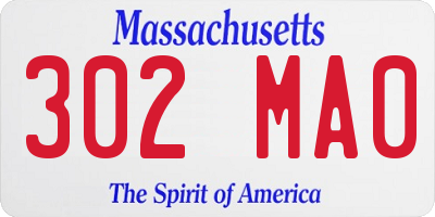 MA license plate 302MA0