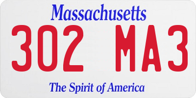 MA license plate 302MA3