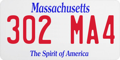 MA license plate 302MA4