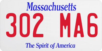 MA license plate 302MA6