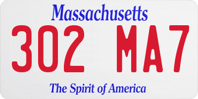 MA license plate 302MA7