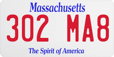 MA license plate 302MA8
