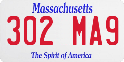 MA license plate 302MA9