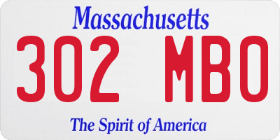 MA license plate 302MB0