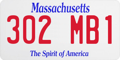 MA license plate 302MB1