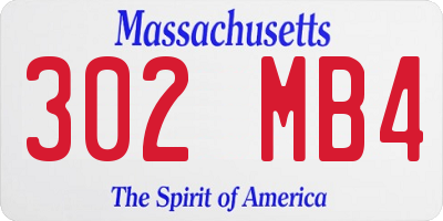 MA license plate 302MB4