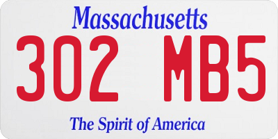 MA license plate 302MB5
