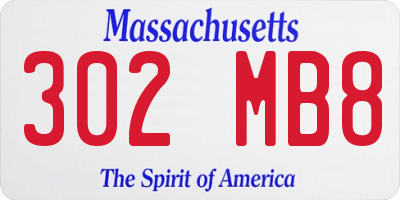MA license plate 302MB8