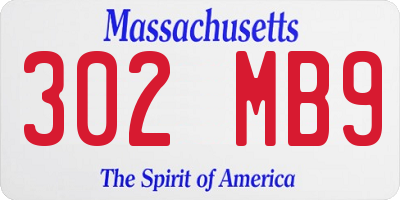 MA license plate 302MB9