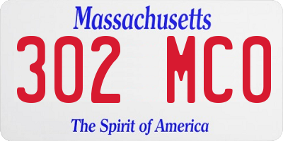 MA license plate 302MC0